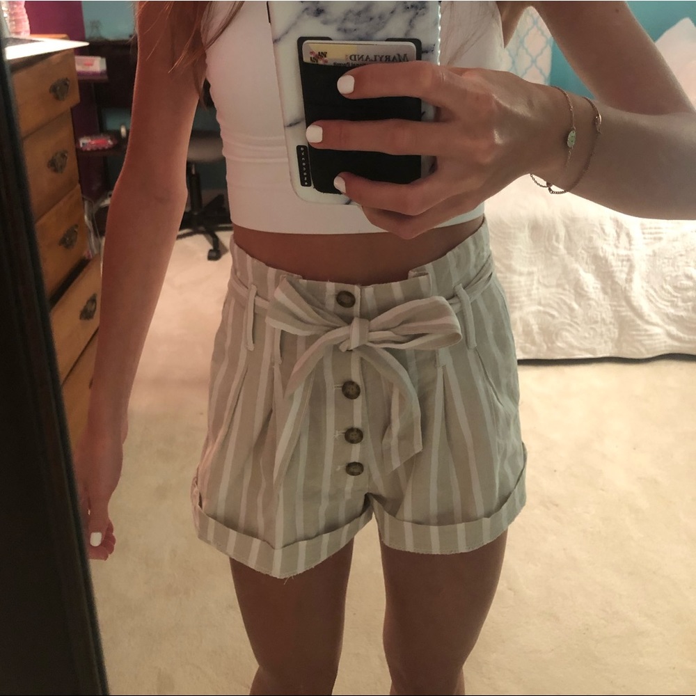 SOLD High waisted button tie shorts
